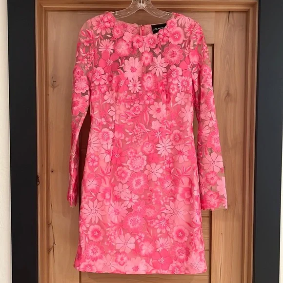 Zac Posen | Dresses | Womens Pink Floral Embroidered Mini Dress | Poshmark